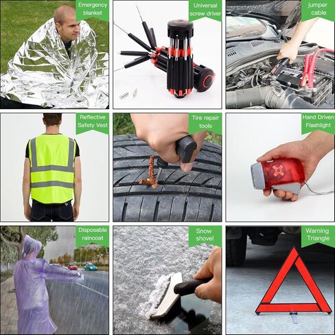 مجموعة أدوات الطوارئ على جانب الطريق للسيارة، مجموعة أدوات مساعدة لسلامة السيارة 28 في 1، مجموعة أدوات أساسية لرحلات الطريق في الشتاء، حقيبة طوارئ لمركبات الشاحنات الآلية in Kuwait