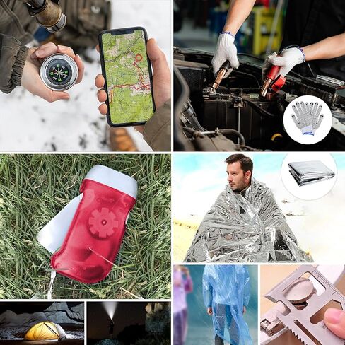 مجموعة طوارئ السيارة من AUTOGEN، مجموعات طوارئ السيارة للمركبات مع كابلات توصيل بطول 6 قياس 16 قدم، طقم سيارة الطوارئ على جانب الطريق مع ضاغط هواء، 88 قطعة أدوات الإسعافات الأولية الشتوية أداة السلامة في حالات الطوارئ in Kuwait