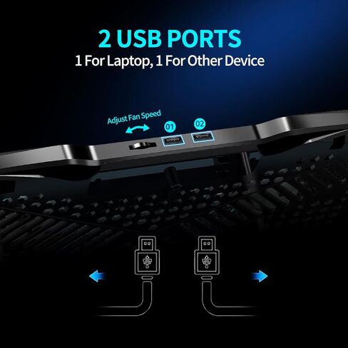 وسادة تبريد للكمبيوتر المحمول LIANGSTAR، مبرد كمبيوتر محمول كبير 3 مراوح لحامل تبريد الكمبيوتر المحمول مقاس 10-15.6 بوصة، وسادة تبريد للألعاب مع 5 ارتفاعات قابلة للتعديل، ومنفذي USB وحامل هاتف، والتحكم في سرعة المروحة in Kuwait