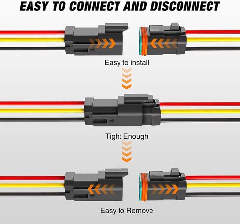 Nilight 2 دبوس DT موصلات 16AWG 6 مجموعات الذكور والإناث موصل كهربائي التوصيل والتشغيل للماء مع محطات بعقب يتقلص الحرارة للسيارات السيارات شاحنة دراجة نارية القوارب البحرية، 2 سنة الضمان in Saudi Arabia