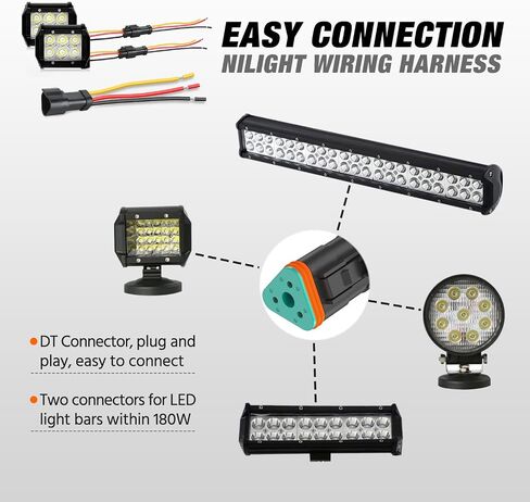 Nilight 2 دبوس DT موصلات 16AWG 6 مجموعات الذكور والإناث موصل كهربائي التوصيل والتشغيل للماء مع محطات بعقب يتقلص الحرارة للسيارات السيارات شاحنة دراجة نارية القوارب البحرية، 2 سنة الضمان in Saudi Arabia