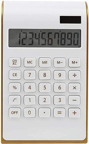 Calculator, Slim Elegant Design, Office/Home Electronics, Dual Powered Desktop Calculator, Solar Power, 10 Digits, Tilted LCD Display, Inclined Design, White,1- Pack in Kuwait