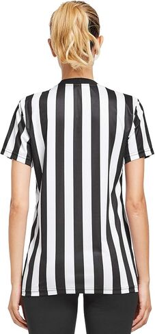 FitsT4 Sports Women's Official Black & White Stripe قميص الحكم Pro الزي الرسمي جيرسي كم قصير زي النادلات in Saudi Arabia