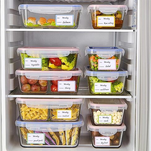 250 قطعة من ملصقات الطعام، ملصقات قابلة للإزالة مقاس 1.2 × 2 بوصة لحاويات الطعام، ملصقات الفريزر للكتابة عليها، سهلة التنظيف ولا تترك أي بقايا، شريط تجميد المطبخ للكتابة عليه، ملصقات تاريخ الطعام in Kuwait