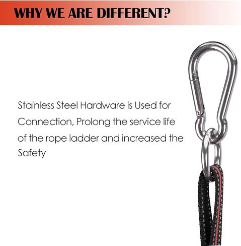 سلم حبل القارب من 3 خطوات و4 خطوات، تمديد سلم حبل القارب، سلم مساعد للطي القارب، سلم السباحة للقوارب الشراعية، الكاياك، التجديف (4 خطوات أحمر) in Kuwait