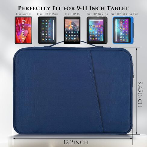 9-11 Inch Tablet Carrying Sleeve Case for Amazon Fire Max 11 2023/10.1" Fire HD 10 Plus Kids Pro,iPad 11th/Pro M5 M4/Air M4 M3 M2 11"/Samsung Galaxy Tab S9 S8 S7 11" Protective Bag with Handle(Blue) in Kuwait