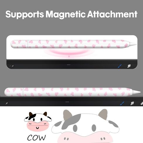 NIUTRENDZ Cow Print Case for Apple Pencil USB-C Case Cover Silicone Protective Sleeve Skin Apple Pencil (USB-C) Accessories with 10pcs Apple Pencil Tips Cover (Pink) in Kuwait