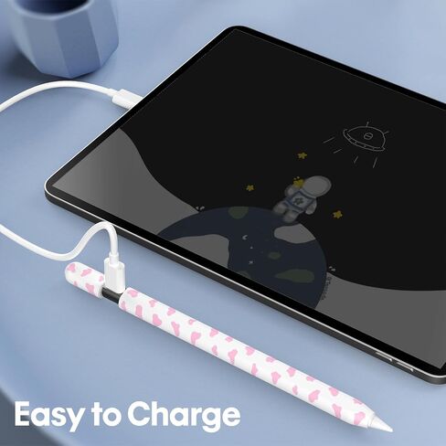 NIUTRENDZ Cow Print Case for Apple Pencil USB-C Case Cover Silicone Protective Sleeve Skin Apple Pencil (USB-C) Accessories with 10pcs Apple Pencil Tips Cover (Pink) in Kuwait