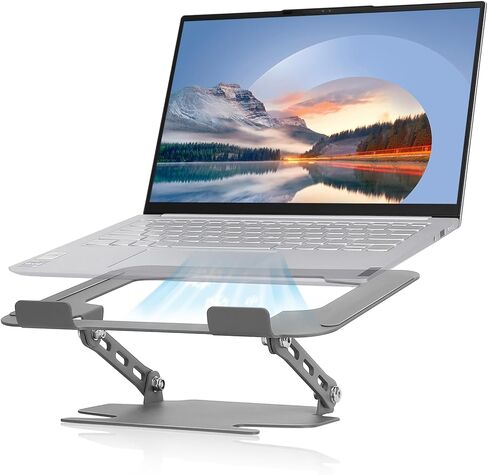 حامل كمبيوتر محمول، حامل كمبيوتر محمول مريح للمكتب، حامل كمبيوتر محمول من الفولاذ الكربوني قابل للتعديل وقابل للطي للكمبيوتر المحمول مقاس 10 إلى 16 بوصة. in Kuwait