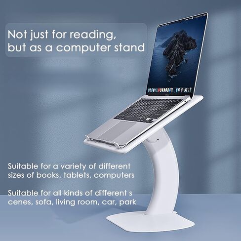 Portable Lap Desk Kids,Adjustable 2-in-1 Book Stand for Reading,Car Desk,Laptop Stand for Bed Sofa Floor Car Seat,Applicable to Child Textbook/Laptop/Magazine/Ipad-White in Kuwait