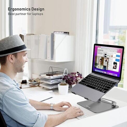 BoYata Laptop Stand, Adjustable Aluminum Riser for 15-Inch Laptops, Silver in Kuwait
