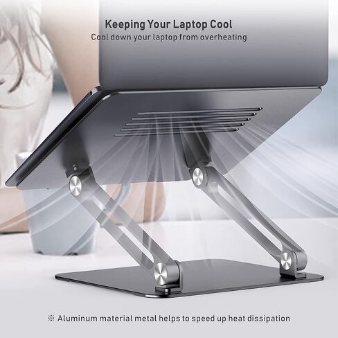 BoYata Laptop Stand, Adjustable Aluminum Riser for 15-Inch Laptops, Silver in Kuwait