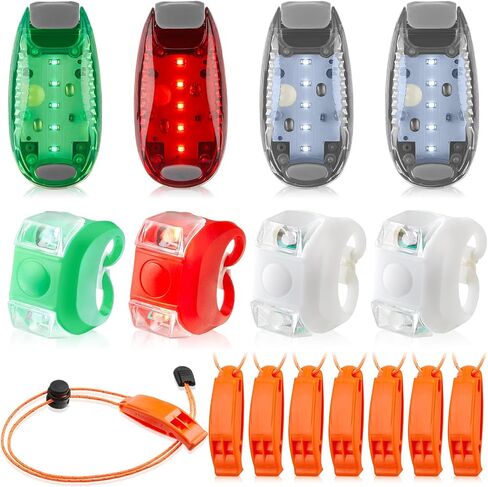 طقم مصابيح ملاحة LED مكون من 16 قطعة للقارب يتضمن 8 قطع من مصابيح LED لأضواء الملاحة الليلية مع 3 أنواع من أوضاع الوميض و8 قطع صفارات طوارئ مع حبل لصيد القوارب in Kuwait
