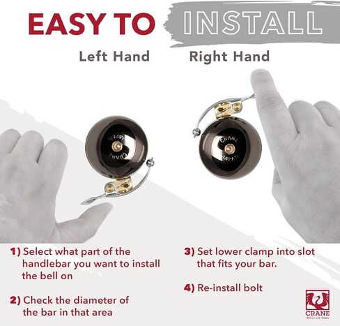 جرس دراجة كرين، جرس دراجة سوزو الصغير، مشبك فولاذي، صنع في اليابان لدراجات المدينة أو الطرادات أو دراجات الطرق أو MTB، يناسب قطر المقود من 22.2 مم إلى 26.0 مم in Kuwait