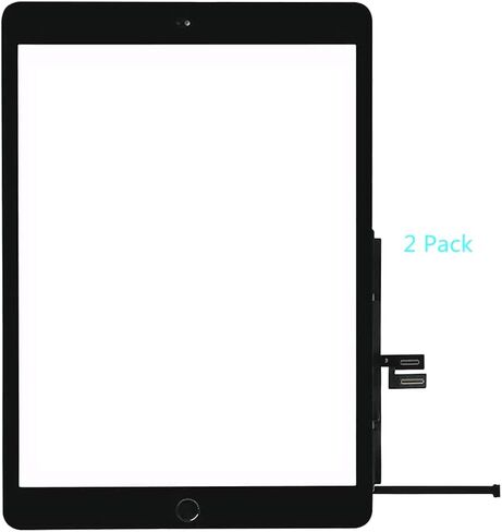 لجهاز iPad 7 7th / 8 8th Gen استبدال الشاشة 2 حزمة محول رقمي 2019/2020 10.2 بوصة، للجيل السابع الثامن A2197 A2198 A2200، A2270 A2428 A2429 A2430 زجاج يعمل باللمس مع زر الصفحة الرئيسية (أسود) in Kuwait