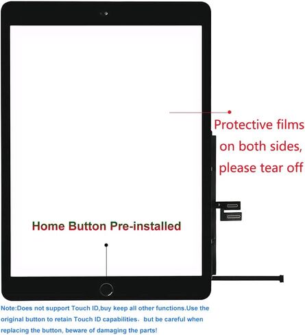 لجهاز iPad 7 7th / 8 8th Gen استبدال الشاشة 2 حزمة محول رقمي 2019/2020 10.2 بوصة، للجيل السابع الثامن A2197 A2198 A2200، A2270 A2428 A2429 A2430 زجاج يعمل باللمس مع زر الصفحة الرئيسية (أسود) in Kuwait