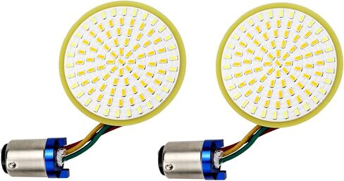 LivTee إشارات الانعطاف الأمامية الساطعة للغاية ولوحة أضواء LED للتشغيل مع قاعدة 1157 متوافقة مع Harley Dyna Street Glide Road King، أبيض/كهرماني in Kuwait