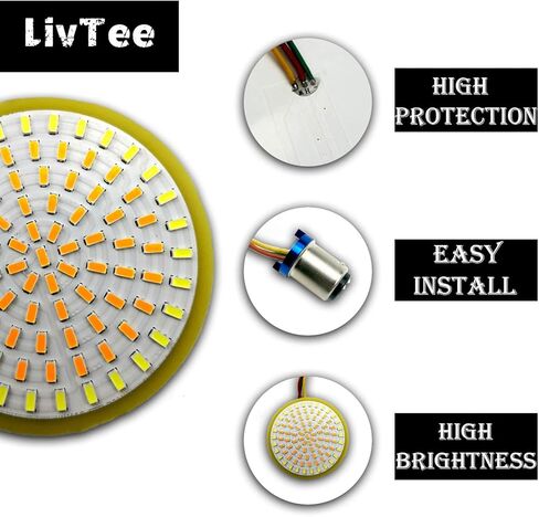 LivTee إشارات الانعطاف الأمامية الساطعة للغاية ولوحة أضواء LED للتشغيل مع قاعدة 1157 متوافقة مع Harley Dyna Street Glide Road King، أبيض/كهرماني in Kuwait