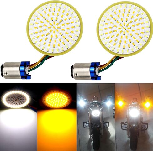 LivTee إشارات الانعطاف الأمامية الساطعة للغاية ولوحة أضواء LED للتشغيل مع قاعدة 1157 متوافقة مع Harley Dyna Street Glide Road King، أبيض/كهرماني in Kuwait