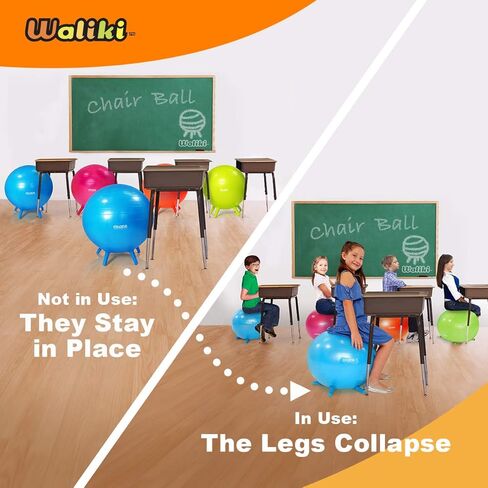 كرة كرسي واليكي بأقدام للأطفال 4 عبوات | كرة الجلوس في الفصول الدراسية البديلة | 20 بوصة/50 سم رمادي in Kuwait