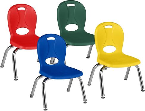 كراسي مرحلة ما قبل المدرسة من سلسلة الهياكل LNT-110-CSW-AS من Learniture، باللون الأحمر والأخضر والأصفر والأزرق (عبوة من 4 قطع) in Saudi Arabia