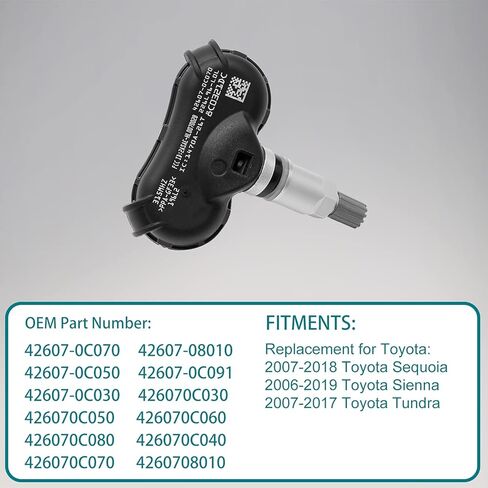 مستشعر ضغط الإطارات HQPASFY 315 ميجا هرتز TPMS 4 قطع متوافق مع 07-18 تويوتا سيكويا تندرا 06-19 سيينا يستبدل # 42607-0C070، 42607-08010، 42607-0C050 in Saudi Arabia