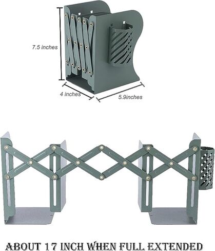 Adjustable Bookends,Metal Book Ends for Shelves to Hold Books Heavy Duty,Book Stoppers,Book Organizer for Desk with Pen Holder in Saudi Arabia