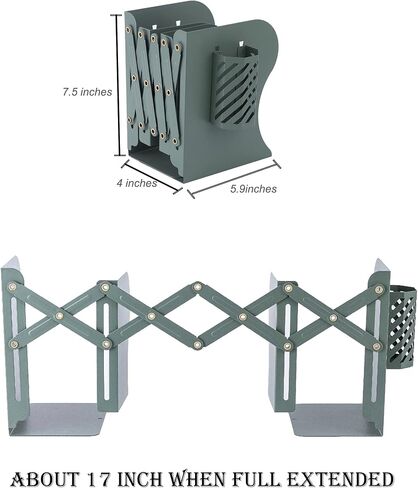 Adjustable Bookends,Metal Book Ends for Shelves to Hold Books Heavy Duty,Book Stoppers,Book Organizer for Desk with Pen Holder in Saudi Arabia