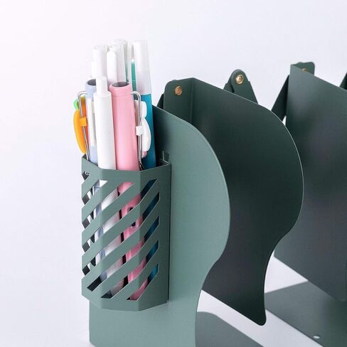 Adjustable Bookends,Metal Book Ends for Shelves to Hold Books Heavy Duty,Book Stoppers,Book Organizer for Desk with Pen Holder in Saudi Arabia