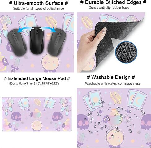 بساط مكتب على شكل زهرة داكنة ونباتات ماوس، لوحة ماوس كبيرة الحجم على شكل زهور برية جمالية، لوحة ماوس لوحة مفاتيح مقاس XXL، بساط كامل لسطح المكتب للنساء وإكسسوارات مكتب المكتب، غطاء بساط 31.5 بوصة × 15.75 بوصة in Kuwait