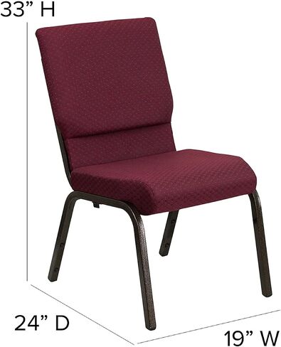 Flash Furniture 4 Pack HERCULES Series 18.5 بوصة عرض كرسي الكنيسة التراص من القماش الأرجواني - إطار الوريد الذهبي in Saudi Arabia