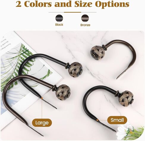 2 Pack Black Curtain Holdbacks, Decorative Window Drapery Tiebacks, Curtain Tie Back Hooks for Wall with Leaf Finials (4.3" L x 3.3" W) in Saudi Arabia