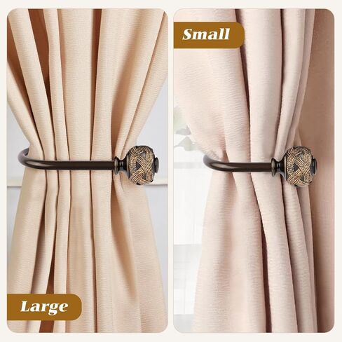 2 Pack Black Curtain Holdbacks, Decorative Window Drapery Tiebacks, Curtain Tie Back Hooks for Wall with Leaf Finials (4.3" L x 3.3" W) in Saudi Arabia