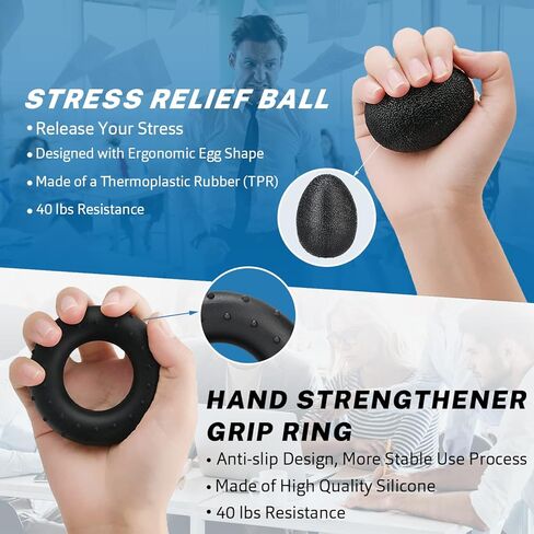 Gonex Hand Grip Strengthener with Counter, Forearm Trainer Workout Kit (5Pack), Adjustable Resistance Grip Strength Trainer, Finger Exerciser/Stretcher, Grip Ring, Grip Ball for Recovery and Athletes in Saudi Arabia