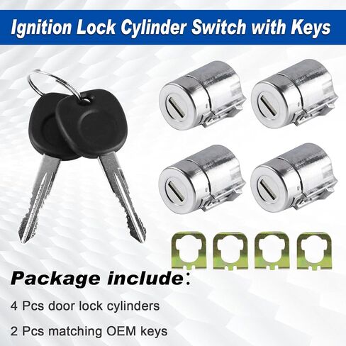 Door Lock Cylinder Compatible with 2001 2002 2003 2004 2005 2006 2007 Chevy Express Van Replace OE# 706591 X4 + 598007 X2 (No chip) in Saudi Arabia