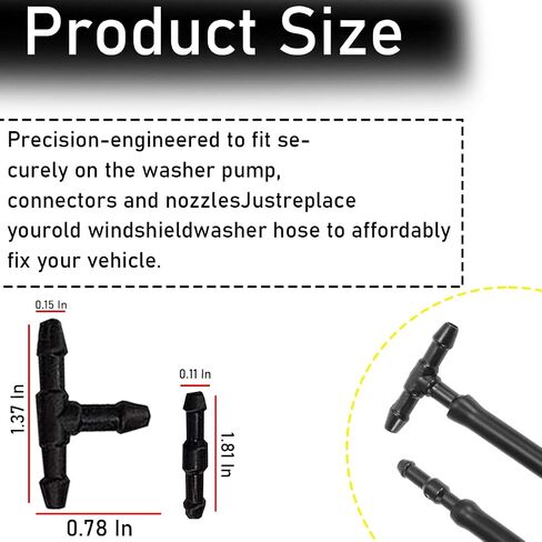 Car Windshield Washer Hose Kit, Washer Fluid Hose with Hose Connectors, Rubber Wiper Fluid Tubing Kit, Auto Replacement Accessories for Most Car Windshield Washer Tubing (4M Hose+12 Connectors) in Saudi Arabia