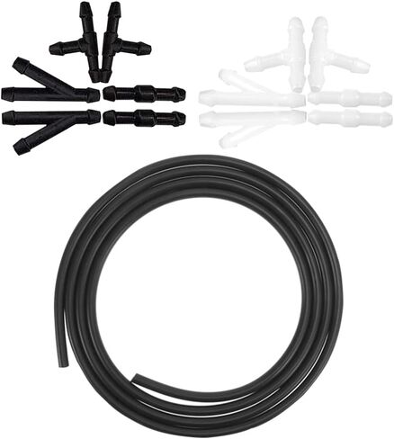 Car Windshield Washer Hose Kit, Washer Fluid Hose with Hose Connectors, Rubber Wiper Fluid Tubing Kit, Auto Replacement Accessories for Most Car Windshield Washer Tubing (4M Hose+12 Connectors) in Saudi Arabia