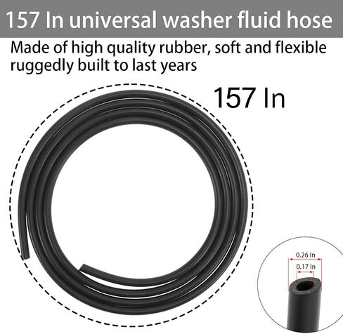 Car Windshield Washer Hose Kit, Washer Fluid Hose with Hose Connectors, Rubber Wiper Fluid Tubing Kit, Auto Replacement Accessories for Most Car Windshield Washer Tubing (4M Hose+12 Connectors) in Saudi Arabia