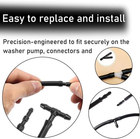 Car Windshield Washer Hose Kit, Washer Fluid Hose with Hose Connectors, Rubber Wiper Fluid Tubing Kit, Auto Replacement Accessories for Most Car Windshield Washer Tubing (4M Hose+12 Connectors) in Saudi Arabia