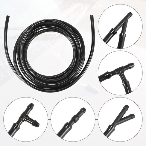 ACROPIX Front Windshield Washer Hose Kit Fit for Toyota Tacoma with 3 Meter Washer Fluid Hose 12 Pcs Hose Connectors - Pack of 15 Black in Saudi Arabia