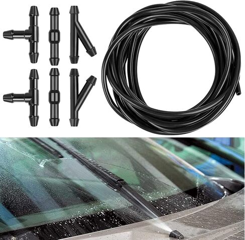 Windshield Washer Hose Kit - 3 Meter Universal Washer Fluid Hose, Windshield Washer Nozzles with 6 Pcs Hose Connectors for Most Cars Windshield Fluid Tubing in Saudi Arabia