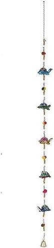 BINDNI 5 Elephant Indian Door Hanging Decoration with Small Bell Multicolor - Pack of 2 Decorative Diwali Feng Shui Hand Painted Elephants Beads Wall String Latkan for Window Room Decor in Saudi Arabia