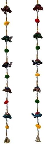 BINDNI 5 Elephant Indian Door Hanging Decoration with Small Bell Multicolor - Pack of 2 Decorative Diwali Feng Shui Hand Painted Elephants Beads Wall String Latkan for Window Room Decor in Saudi Arabia