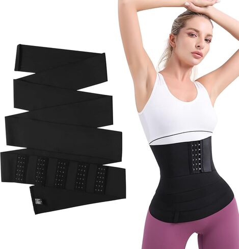 مدرب الخصر للنساء، حزام لف الخصر مع تصميم حلقة محكم قابل للتعديل وغير قابل للانزلاق، حزام لف الخصر غير مرئي بحجم كبير، حزام لف الخصر، ترقية حزام الخصر باللون الأسود in Saudi Arabia