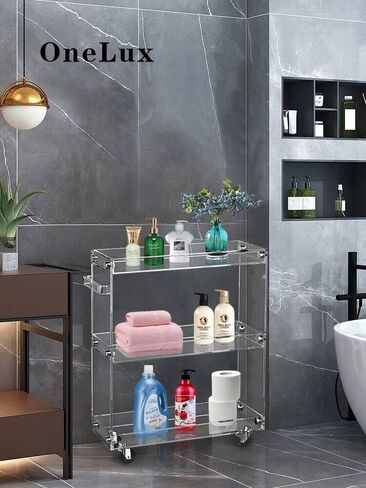 عربة تخزين نحيفة من الأكريليك ذات 3 طبقات، أرفف ضيقة للحمام والمطبخ والأماكن الضيقة (2008) in Kuwait