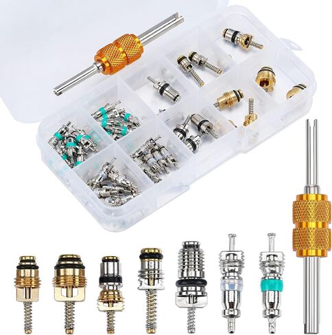 56 Pieces Valve Air Conditioning Valve Core R12 R134A Automotive A/C Valve Stem Cores Brass Valve Cores Refrigeration Tire Valve Stem Cores for Car Auto Vehicle and More in Saudi Arabia
