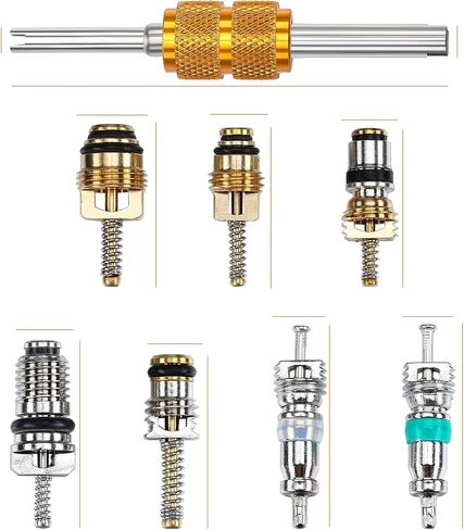 56 Pieces Valve Air Conditioning Valve Core R12 R134A Automotive A/C Valve Stem Cores Brass Valve Cores Refrigeration Tire Valve Stem Cores for Car Auto Vehicle and More in Saudi Arabia