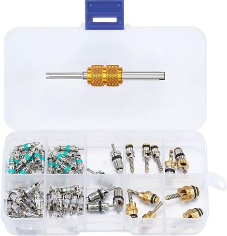 56 Pieces Valve Air Conditioning Valve Core R12 R134A Automotive A/C Valve Stem Cores Brass Valve Cores Refrigeration Tire Valve Stem Cores for Car Auto Vehicle and More in Saudi Arabia