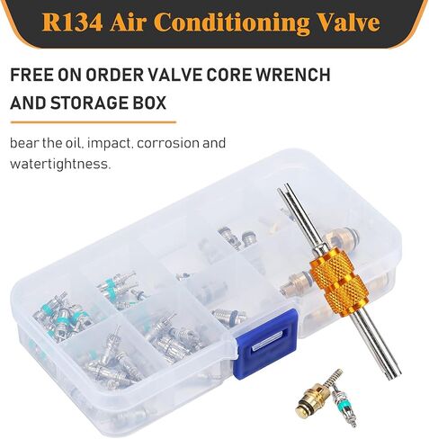 56 Pieces Valve Air Conditioning Valve Core R12 R134A Automotive A/C Valve Stem Cores Brass Valve Cores Refrigeration Tire Valve Stem Cores for Car Auto Vehicle and More in Saudi Arabia