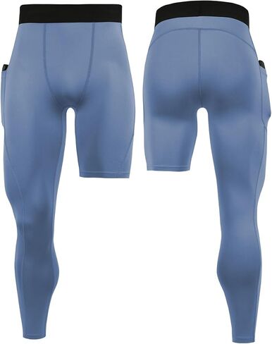 Men's Basketball Single Leg Tight Sports Pants 1/2 One Leg Compression Pants with Pockets Athletic Base Layer in Saudi Arabia